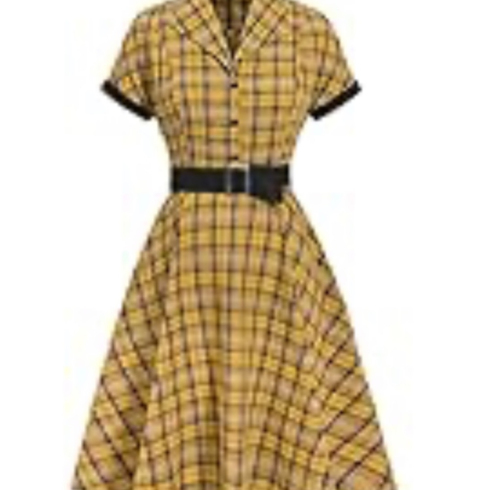 Vintage Yellow Plaid Dress